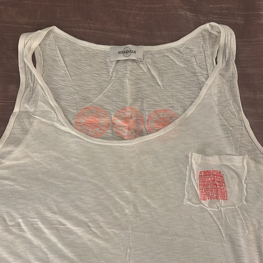 Soulcycle White Pocket Tank Top